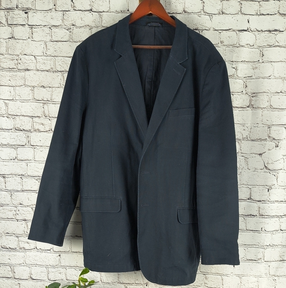 Navy Cotton LL Bean 50T Tall Blazer Jacket - Picture 1 of 10